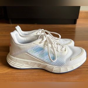 Adidas size 9 white, pink and blue tennis shoes